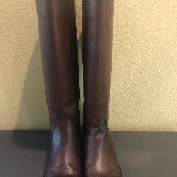 Frye Company Melissa Stud Back Zip Up in Cognac. - Picture 3 of 9